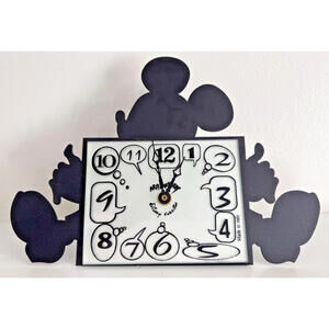 RARE - DISNEY ARTI & MESTIERI Mickey ITALIAN GLASS & METAL TABLE CLOCK, WORKS